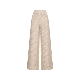 Dior Reversible Flared Trousers - female - Dior - Wide Trousers - Beige - S - Trousers