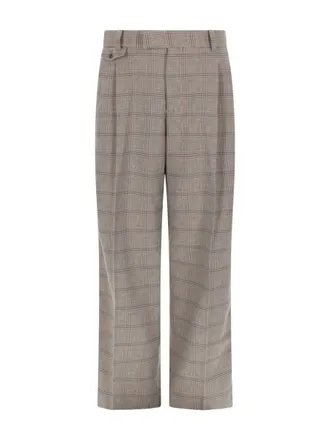 Dr&ocirc;le de Monsieur Neutrals Large Checkered Front Pleats Pants
