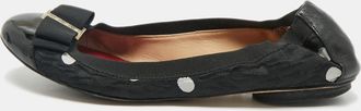 Carolina Herrera Black Leather And Patent Leather Bow Scrunch Ballet Flats