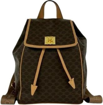 Celine Pre-owned Macadam Triomphe PVC Leather Backpack - Dames - Vintage Rugzakken - Bruin - ONE Size - Leer - Vintage