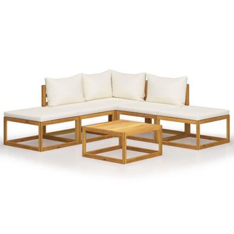 vidaXL Juego Muebles De Jard&iacute;n Y Cojines 6 Piezas Madera Maciza Acacia Vidaxl