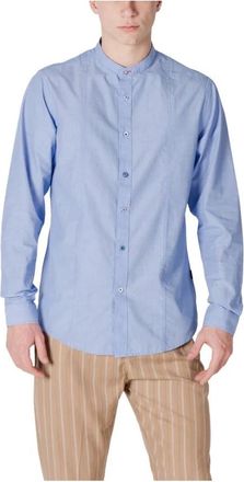 Gianni Lupo Gl 201Wl Lange mouwen shirt - Heren - Casual Overhemden - Blauw - XS - Katoen - Overhemden