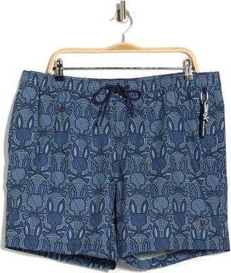 Psycho Bunny Reeves Bunny Print Swim Trunks in Evening Blue at Nordstrom Rack, Size Xxx-Large