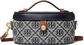 Tory Burch T Monogram Jacquard & Leather Vanity Train Case in Tory Navy at Nordstrom