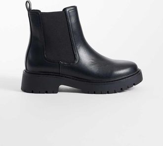 London Rebel Regina - Stivaletti Chelsea neri con suola spessa-Nero