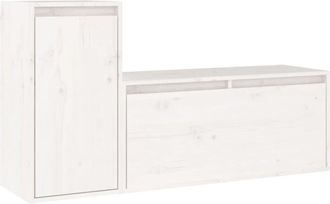 vidaXL Muebles Para Tv 2 Piezas Madera Maciza De Pino Blanco Vidaxl