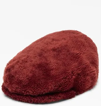 Brunello Cucinelli Ruby Faux Fur Beret Hat, Size Medium