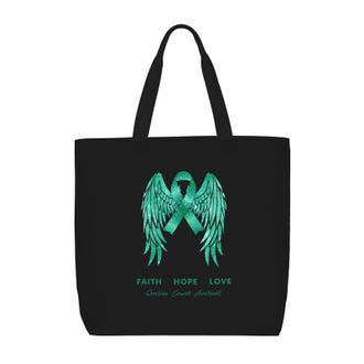 Generic Women Handbag Ovarian Cancer Awareness Ladies Shopping Shoulder Bag Reusable Waterproof Crossbody Bags, For Holiday, School, Birthday, Christmas, Wedd