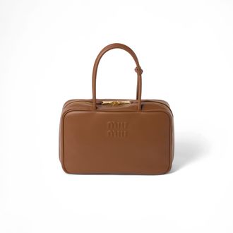Miu Miu Beau Leather Bag, Woman, Cognac