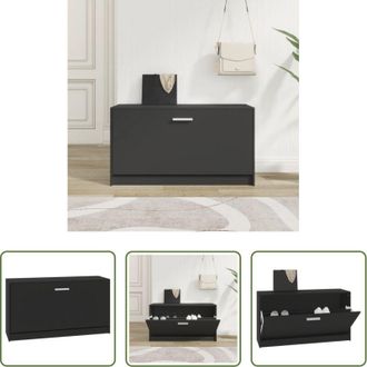 vidaXL Scarpiera nera - Panca Scarpiera Nera 80x24x45 cm in Legno Massello di Argilla