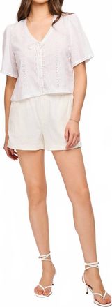 Gentle Fawn Short Sleeve Eyelet Top In White
