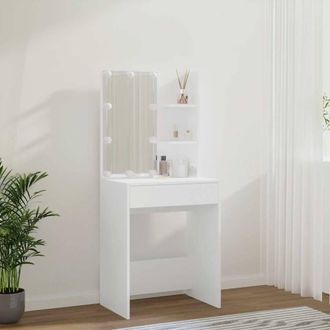 Berkfield Home White Dressing Table with LED White 60x40x140 cm | Size: 60 x 40 x 140 cm