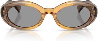 Miu Miu 0mu B09s Translucent Acetate Oval Sunglasses