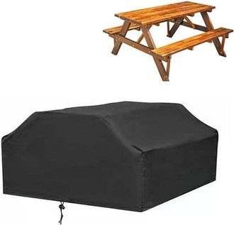 OEM Funda Para Mesa De Jardin - Poli&eacute;ster Oxford 210d Impermeable Y Resistente A Los Rayos Uv - Para Mesa De Picnic O Banco De Patio Rectangular - Negro -