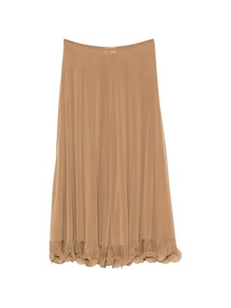 Moschino Gathered Ruffle Skirt with Brown Elasticated Waistband