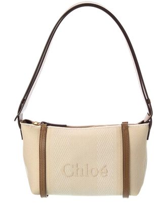 Chlo&eacute; Chloe Logo Canvas & Leather Shoulder Bag