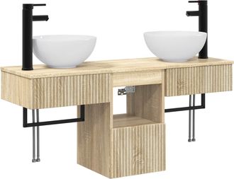 vidaXL Juego De Muebles De Ba&ntilde;o 3 Uds. Roble Sonoma Vidaxl