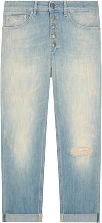 Dondup Cropped Jeans, female, Blue, W26, Blue Loose Fit Trousers with Logo
