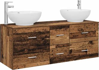 vidaXL Juego De Muebles De Ba&ntilde;o 3 Uds. Madera Envejecida Vidaxl