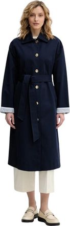 Benetton Gabardina Larga con Forro de Raya - Coats - Mujer - Azul - M