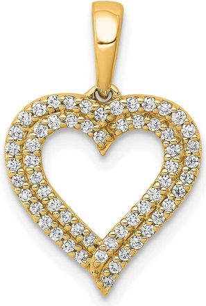 Diamond2Deal 14k Yellow Gold 1/4ct. Diamond 2-row Heart Pendant