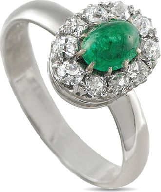 Luxury Bazaar 18K White Gold 0.35ct Diamond and Emerald Ring MGF23-070226