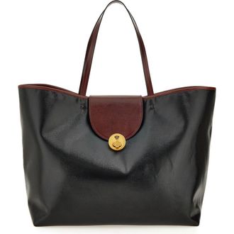 Versace Large Vivian Coated Canvas & Leather Tote in Black Rosewood-Gold 82 at Nordstrom