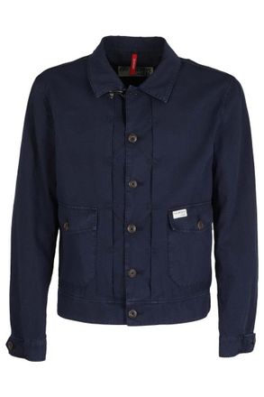 Fay Cropped Blue Cotton Gabardine Jacket