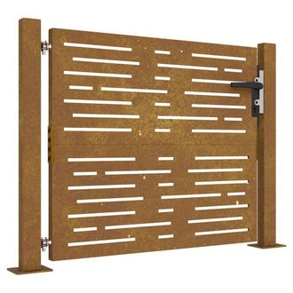 Berkfield Home Garden Gate 105x80 cm Corten Steel Square Design in Brown