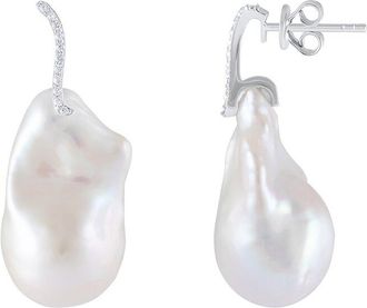 Splendid Pearls Silver 13-15Mmmm Pearl Earrings