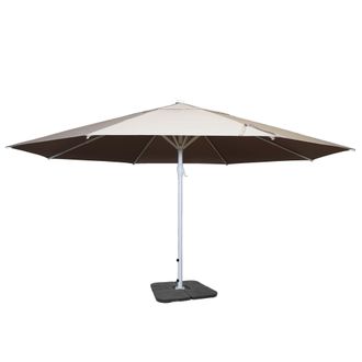 Hhg Parasol Meran Ii, Sombrilla De Mercado Para Hosteler&iacute;a, &Oslash; 5m Poli&eacute;ster/palo De Aluminio Blanco 28kg, Crema-beige Con Soporte