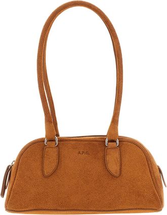 A.P.C. Structured Suede Leather Shoulder Bag With Embossed Logo