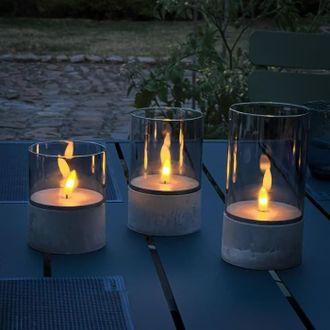 Brilliant Lote De 3 L&aacute;mparas De Mesa Led Bougie 2500k - Pl&aacute;stico Y Vidrio - Gris Y Vidrio Ahumado