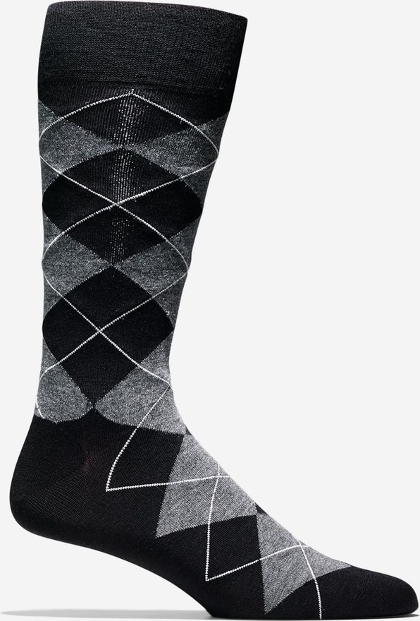 Mens Classic Argyle Crew Socks - Black