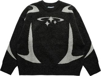 Generic ZBDZSW Y2K Retro Sweater in Autumn and Winter Y2K Star Pattern Sweater Winter Harajuku Sweater Unisex Aesthetic Clothes Black
