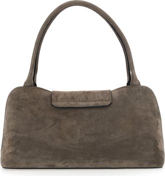 Versace Womens Shoulder Bag Vivian East West Brown Suede Lamb