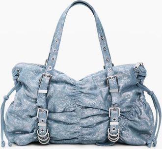 Desigual Borsa in denim arricciata blu
