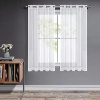 OEM Rideau Voilage - Polyester - Oeillets 4 Cm - Pour Chambre Cuisine Salon - Lot De 2 - L107 X H160 Cm