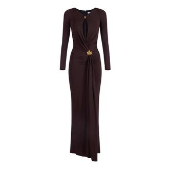 Elisabetta Franchi Maxi Dresses, female, Brown, Size: XS Longuette Dress