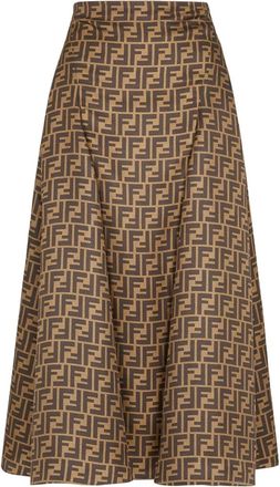 Fendi Gonna con stampa FF - Brown