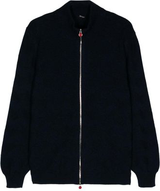 Kiton chevron-knit zip-up cardigan - men - Cashmere - 56 - Blue