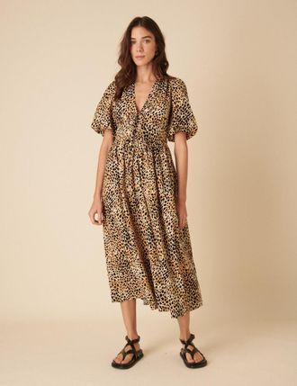 Nobody's Child Leopard Print Scarla Midi Dress