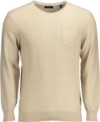 GANT Mens Longsleeve Crew Neck Knit Sweater - Nude Cotton - Size Small
