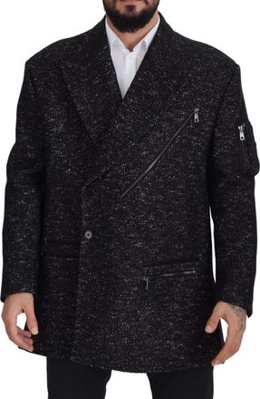 Dolce & Gabbana Black Wool Double Breasted Coat Men Jacket Clothing