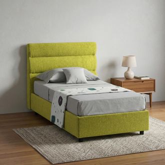 Dmora Cama Individual Brez, Desenfundable, Con Almacenaje Hecho En Italia, Tama&ntilde;o De Colch&oacute;n 80x190 Cm, Verde
