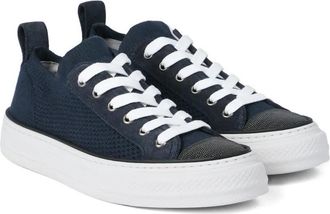 Brunello Cucinelli Womens Knit Suede-Panel Sneakers Ss26 W