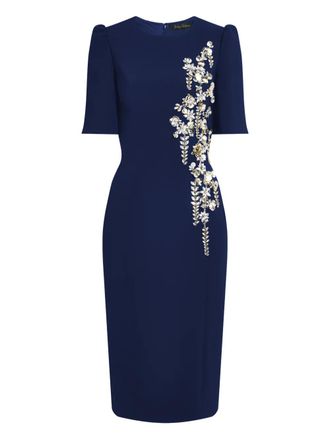 Jenny Packham Roma embellished midi dress - women - Polyester/Polyurethane - 16 - Blue
