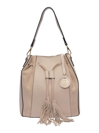 Roberta M Beige Rundleer Tas