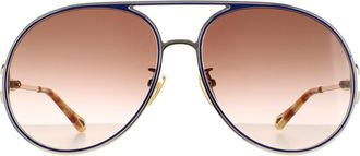 Chlo&eacute; Chloe Aviator Dames Gold Blauw Bruin Gradient CH0145S