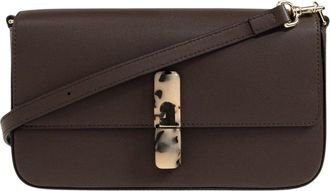 Furla Rectangular Fine Grain Leather Crossbody Bag with Tortoiseshell Buckle